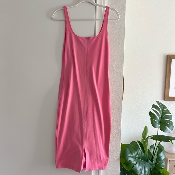 Zara Baby Pink Fitted Tank Scoop Neck Stretchy Midi Slip On Dress - Picture 4 of 8